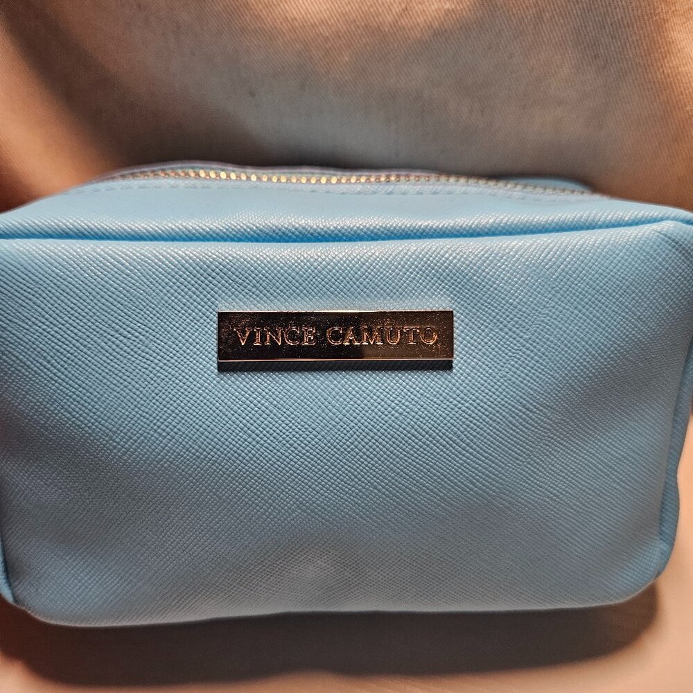 Vince Camuto Blue Makeup Bag w/ Silver Hardware